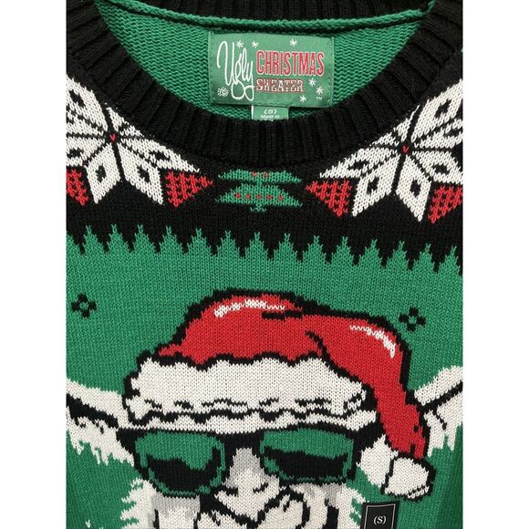 Ugly Christmas Sweater Mens Small Kitschy Lama Fair Isle Holiday Pullover Knit - Picture 4 of 6